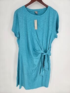 Chico's Blue Shirt Sneaker Dress New NWT Cotton Modal Slub Knit Size 3 (US XL)